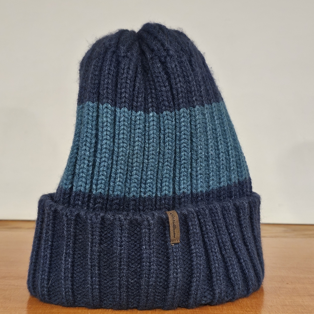 Eddie Bauer Navy and Teal Knit Beanie